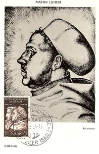 Franz Tschersovsky, Michel-Katalog-Nr. 308, Luther Briefmarken, Johannes Calvin, Martin Luther, 375. Jahrestag der Reformation an der Saar, Saar