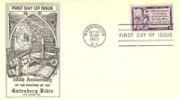 30.09.1952 USA Bibel. Gutenberg beim Bibeldruck. FDC-Brief. USA 1952 - Nr. Michel: 633