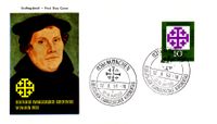 12.08.1959 BRD FDC, Evangelischer Kirchentag, M&uuml;nchen, Michel-Katalog-Nr.: 314, Luther Briefmarken