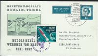 Luther Briefmarken, Martin Luther, Ganzsache, Bef&ouml;rdert mit der Rakete PRV1 / WE, Sahlburg Versuchsgel&auml;nde Cuxhaven , 18.02.1962 Raketenpost, Deutsche Raketen-Gesellschaft e.V.