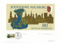 Michel Nummer 1234, 10.01.1985, 2000 Jahre Augsburg, Edition Philartes, Nr 1 von 85, Augsburg Briefmarke, Worms