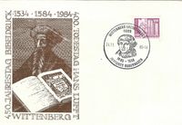 24.11.1985 DDR FDC Sonderstempel Wittenberg 400 jahre Johannes Bugenhagen