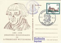 24.11.1985 DDR FDC Sonderstempel Wittenberg 400 jahre Johannes Bugenhagen