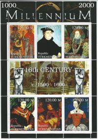 1999 Turkmenistan Luther, Turkmenistan, 1999 Russian Local. Millenium sheet. Martin Luther &amp; Royalty