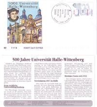 Luther Briefmarken, BRD MiNr. 2254, 500 Jahre Universit&auml;t Halle-Wittenberg, Bundesrepublik Deutschland, Michel-Nr.: 2254 **, 56 Cent 2002 , Kurf&uuml;rst Fiedrich der Weise