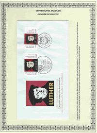 Gemeinschaftsausgabe, Reformator, Reformation, Martin Luther, Reformationsjubil&auml;ums, Michel-Katalognummer: 3300, Antonia Graschberger, M&uuml;nchen, Luther Briefmarken,