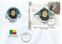 26.02.2017 Benin 500 Jahre Reformation Martin Luther Calvin Zwingli Religion Protestantism Benin MNH stamp2