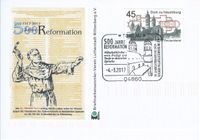 500 Jahre Reformation, Martin Luther, Luther Briefmarken, Torgau Stempellnummer 03 023