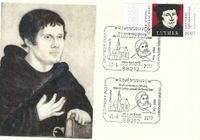 Junker J&ouml;rg, Ravensburg, Martin Luther, 23.06.2017 &quot;500 Jahre Reformation - Luther&quot; Sonderstempel Ravensburg, Stempelnummer 11/154, Luther Briefmarken