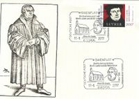 Baienfurt, Stempelnummer 17/255, Allein die Gnade, Evangelische Kirche Baienfurt, Portr&auml;t von Martin Luther, Luther Briefmarken, Martin Luther,