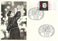 Luther Briefmarken, 30.09.2017 Speyer &quot;500 Jahre Reformation - Luther&quot; Stempelnummer 19/279, Thesenanschlag, 95 Thesen, Reformation