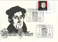 31.10.2017 BRD Bietigheim &quot;500 Jahre Reformation - Luther&quot; - Stempelnummer 21/333 - &quot;Am Anfang stand das Wort&quot;, Luther Briefmarken, Reformation, Luther