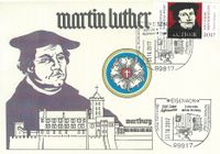 Lutherstube auf der Wartburg, 31.10.2017 Eisenach Stempelnummer 20/322, Wartburg, Lutherzimmer, Martin Luther, Eisenach, Luther Briefmarken