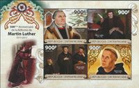 Luther Briefmarken, 20.11.2017 Zentralafrika Martin Luther Reformation 500 Protestantismus MNH Stamp Set