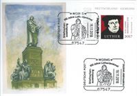 Luther Briefmarken, Luther Worms, Maximumkarte Luther, Lutherstempel, Lutherdenkmal Worms, Reformationsdenkmal Worms