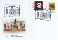 Lutherdenkmal, Reforamtionsdenkmal, 19.11.2018 Sonderstempel, Worms, 150 Jahre Lutherdenkmal, Stempel-Nr. 22/300, Luther Briefmarken