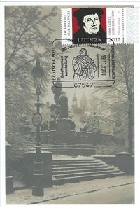 Lutherdenkmal, Reforamtionsdenkmal, 19.11.2018 Sonderstempel, Worms, 150 Jahre Lutherdenkmal, Stempel-Nr. 22/300, Luther Briefmarken