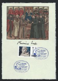 Luther Briefmarken, Wormser Reichstag, Worms, Karl V, Luther vor Kaiser und Reich