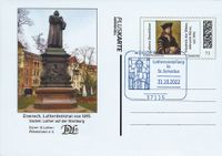 Diakon und Sammler David Scherger, RECHTECKSTEMPEL, Lutherausstellung in St. Servatius, Lutherfenster in St. Servatius, Duderstadt, Stempelnummer: 22/156, Luther Briefmarken