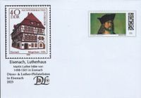 Friedrich der Weise Sonderstempel; 10.06.2023 Friedrich der Weise PlusBrief; Sonderstempel 2023 Friedrich der Weise; PlusBrief D&uuml;rer- und Luther Philatelisten in Eisenach - Beidruck Lutherhaus