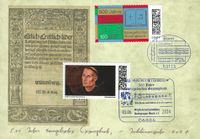 06886 LUTHERSTADT WITTENBERG, 01.06.2024, RECHTECKSTEMPEL, Motiv: Notenzeile aus dem Gesangbuch von Johannes Walter 1524 Sonderstempelnummer: 10/057, Lutherbriefmarken, Luther Briefmarken