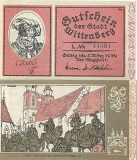 Notgeld Wittenberg 1922, Luther, Notgeld Luther, Martin Luther