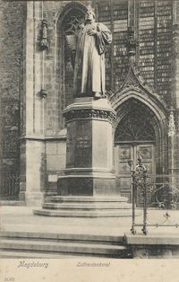 Luther-Denkmal Magdeburg, Martin Luther Magdeburg; Postkarte Lutherdenkmal, Lutherdenkmal, Luther Briefmarken, Martin Luther, Luther-Denkm&auml;ler, Lutherdenkm&auml;ler, Martin Luther Denkmal