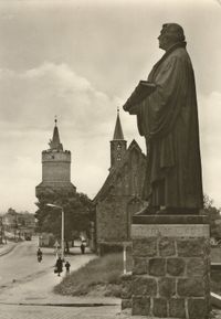 Luther-Denkmal Prenslau Marienkirche; Postkarte Lutherdenkmal, Lutherdenkmal, Luther Briefmarken, Martin Luther, Luther-Denkm&auml;ler, Lutherdenkm&auml;ler, Martin Luther Denkmal