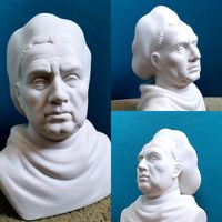 Porzellan Figur, B&uuml;ste Martin Luther, Bisquit K&auml;mmer, Traditionsreiches Manufaktur-Porzellan K&auml;mmer, hergestellt in Rudolstadt, Th&uuml;ringen, in Handarbeit gefertigte und handmodellierte Figur