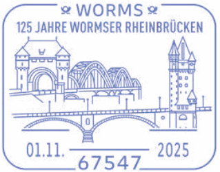 125 Jahre Wormser Rheinbrücken, Sonderstempel Worms Rheinbrücken,